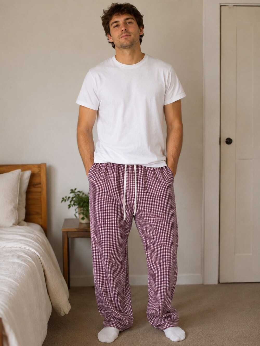 Merona Men's Burgundy Checkered Pajama Pants Size Xl